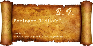 Beringer Ildikó névjegykártya